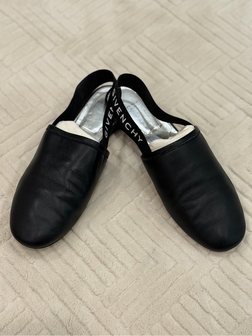 Givenchy Black Leather Slingback Mules